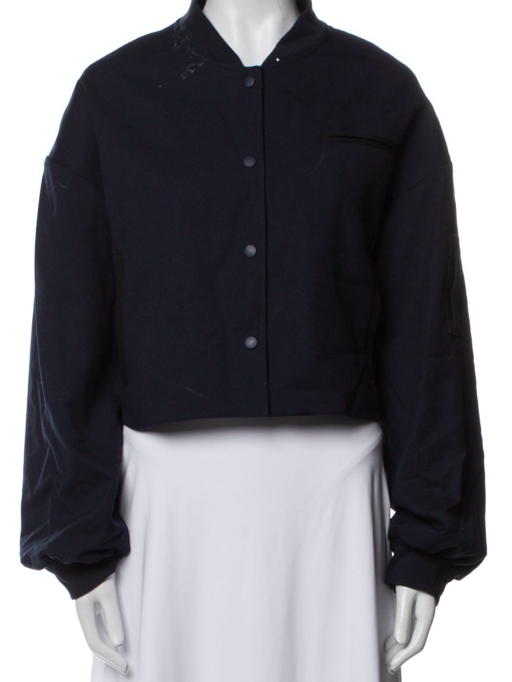 Frankie Shop Cropped Bomber Jacket In Navy